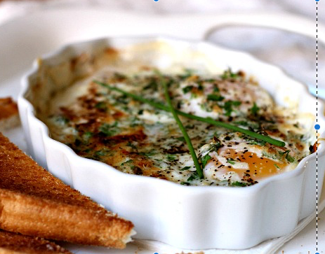 French Inspired Herbed Baked Eggs