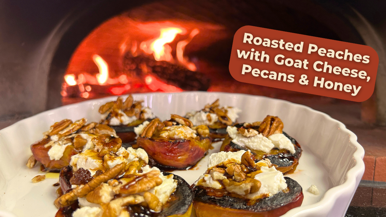 Roasted Peaches with Goat Cheese, Pecans and Honey