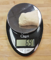 dough ball on a scale
