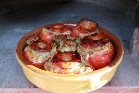 Stuffed Tomatoes Roasted in a Wood-Fired Oven