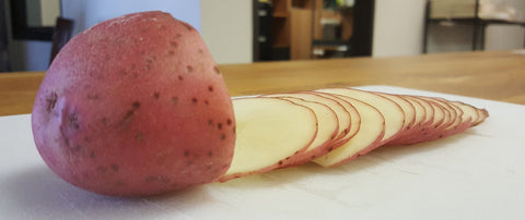 thin sliced red potato 
