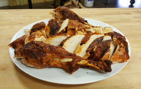 carved turkey breast and legs